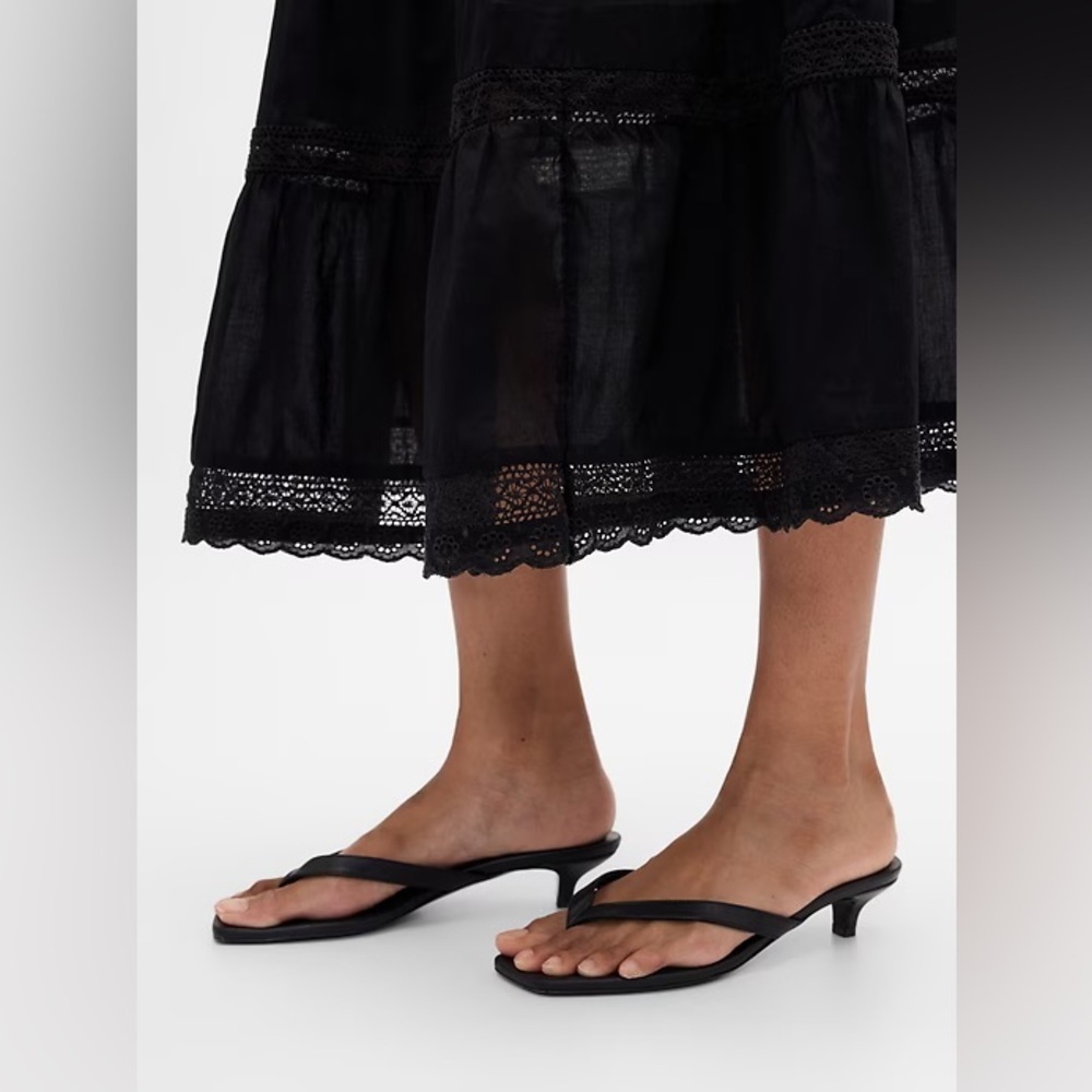 GAP Black Tiered Lace-Trim Maxi Dress - Picture 4 of 6